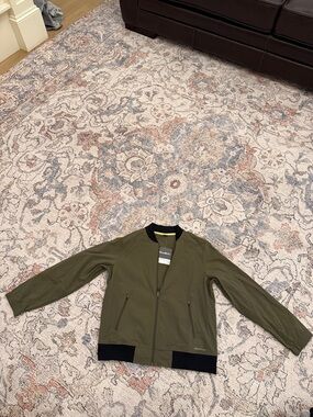 Eddie Bauer Olive Green Bomber Jacket with Black Trim